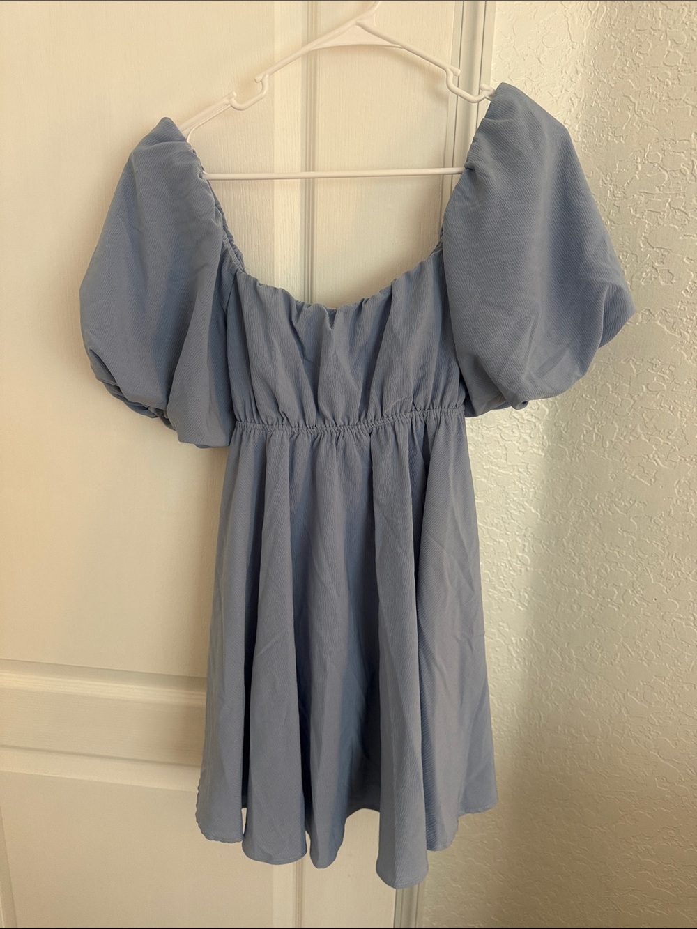 Vici Light Blue Puff Sleeve Mini Dress